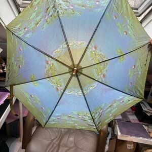 Watercolor Lily Print Women's Umbrella - Blue & Green